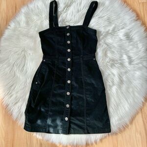 Abercrombie & Fitch Corduroy Black Button-Front Mini Dress XS